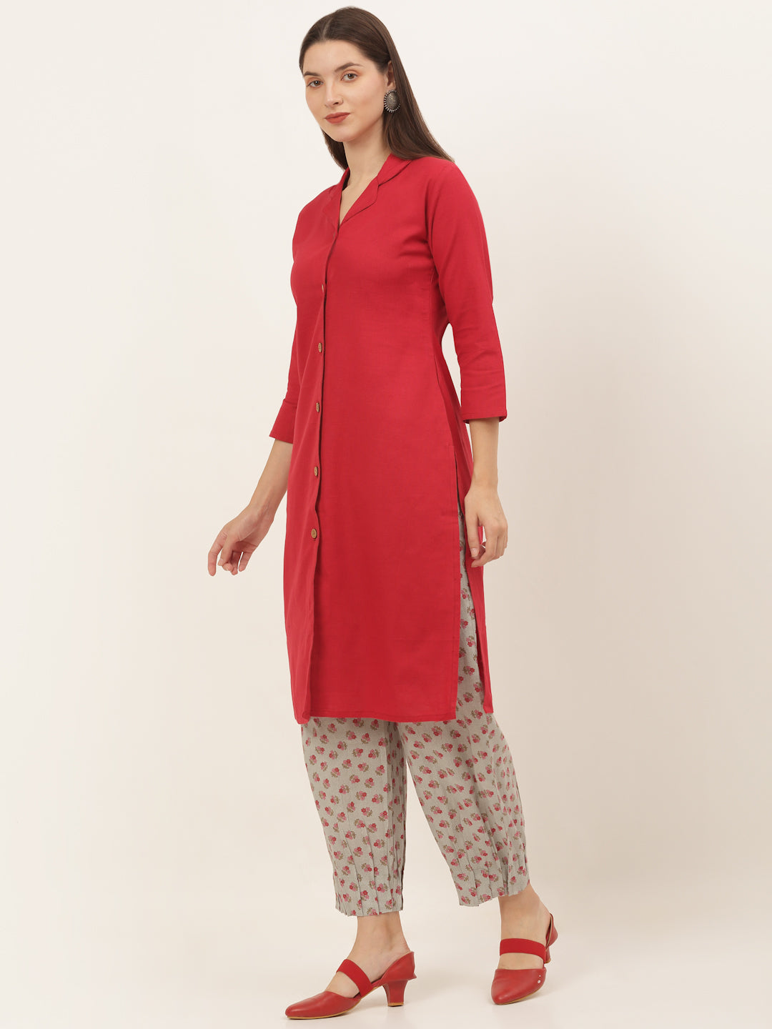 Women Red Pure Cotton Kurta