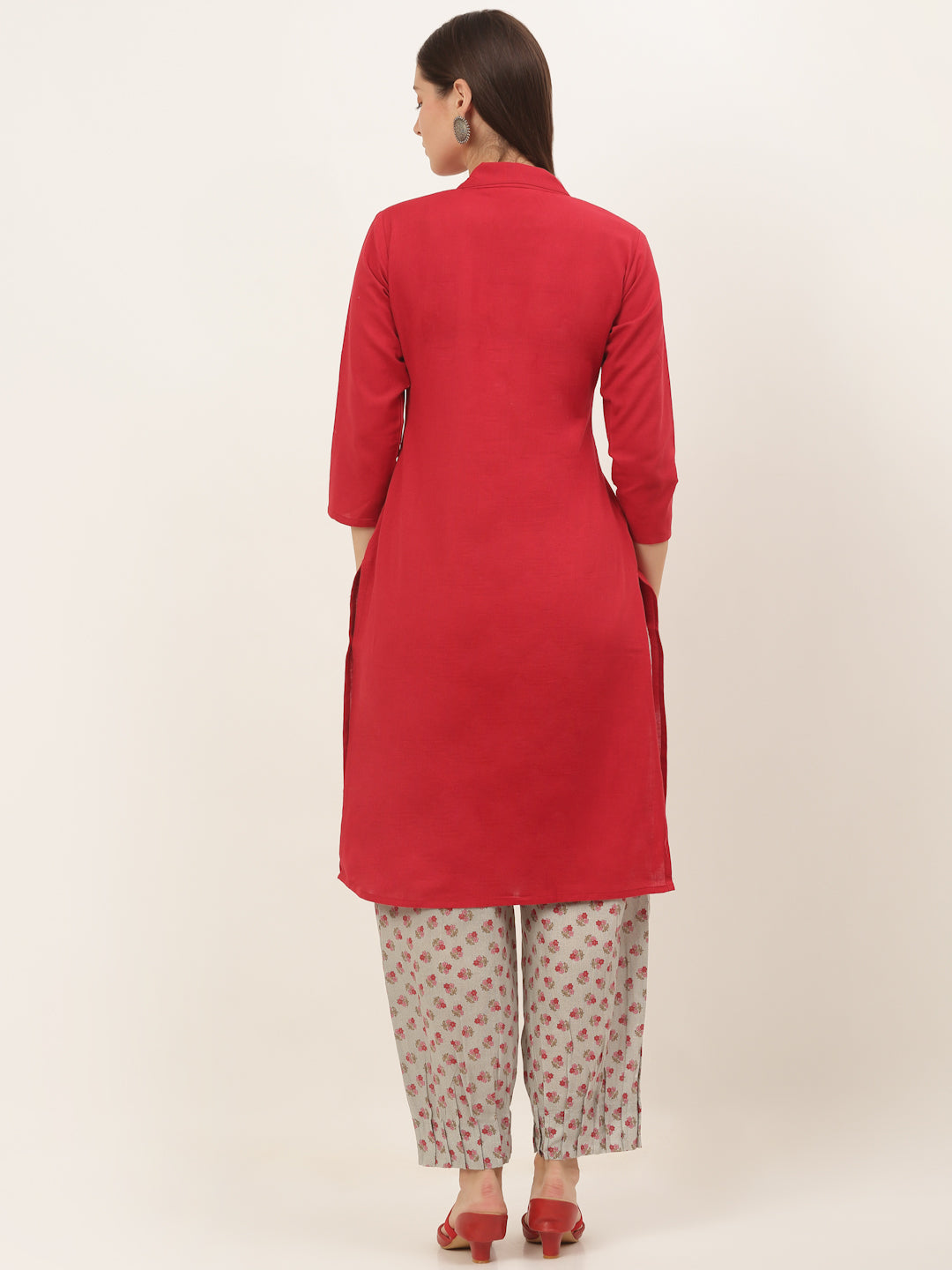 Women Red Pure Cotton Kurta