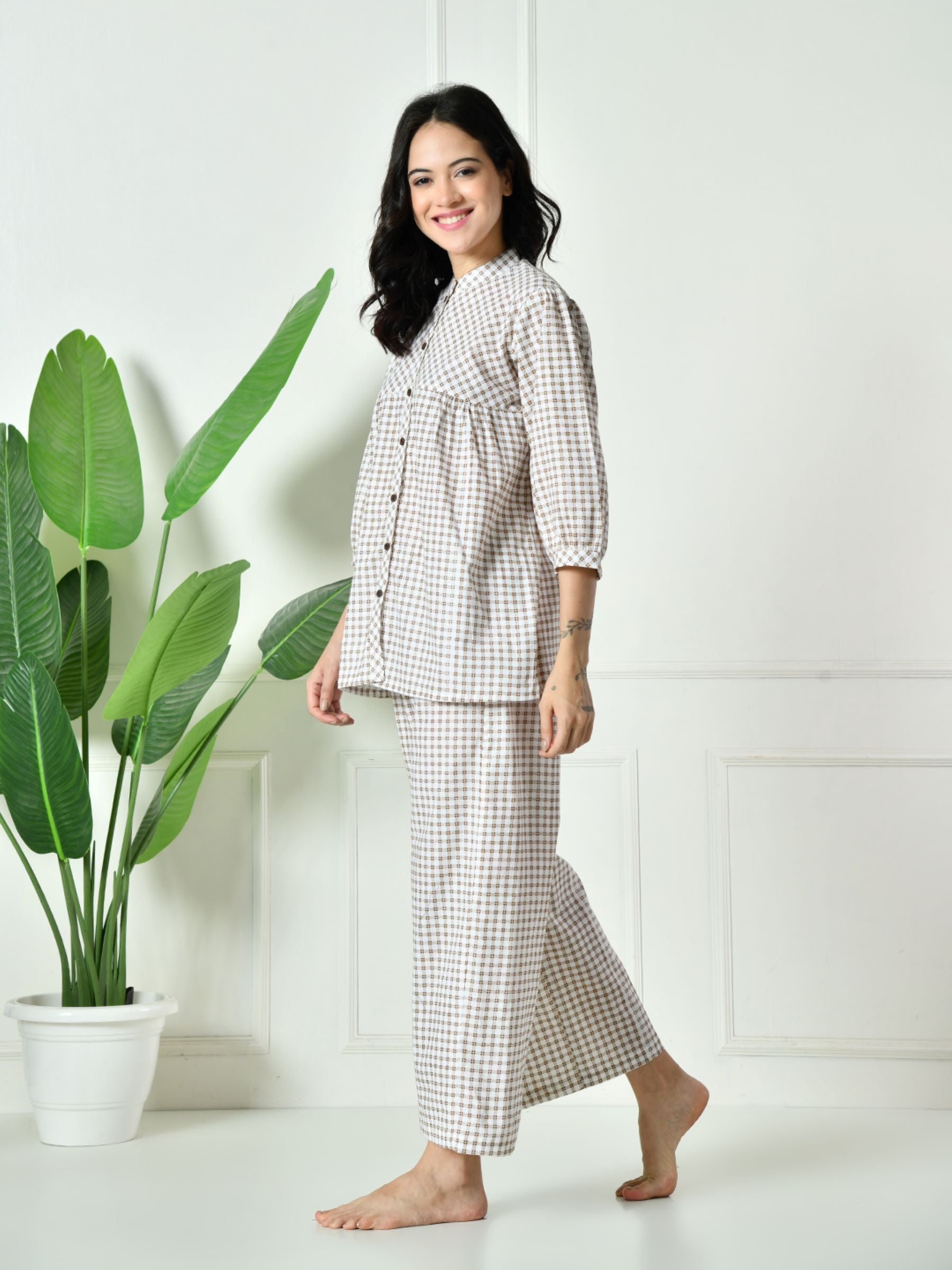 Women Check Lounge set