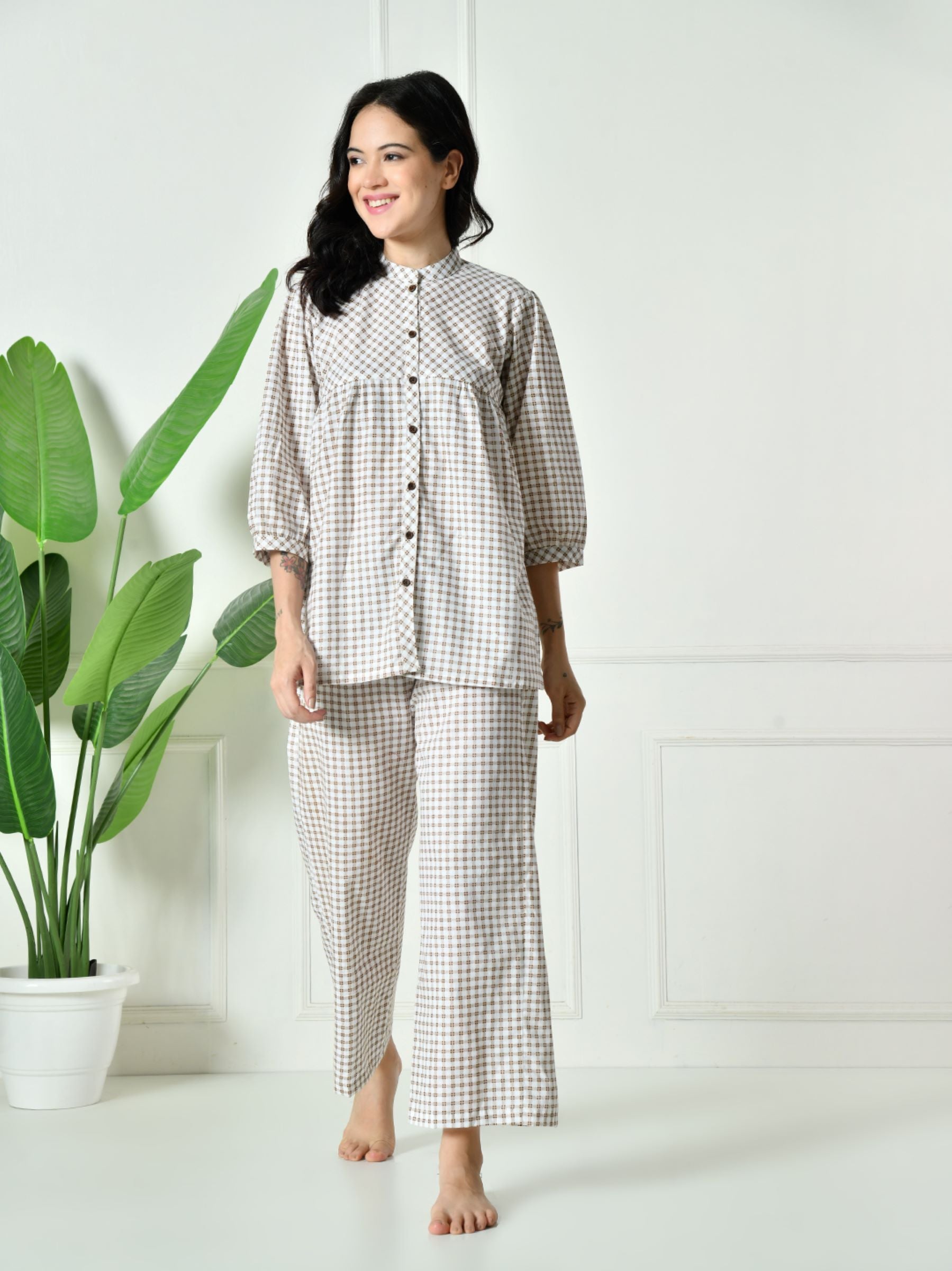 Women Check Lounge set