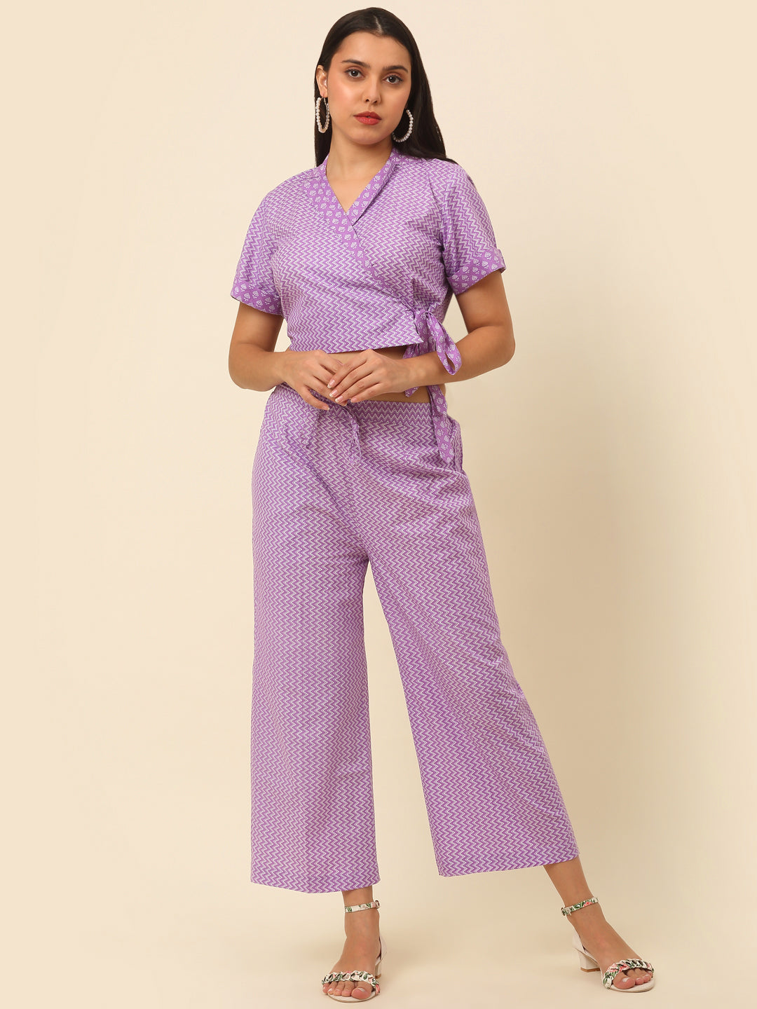 Women Mauve Geometrical Print Co-Ords