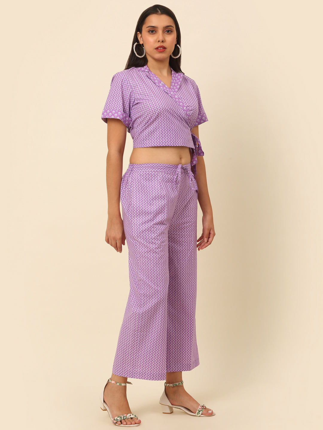 Women Mauve Geometrical Print Co-Ords