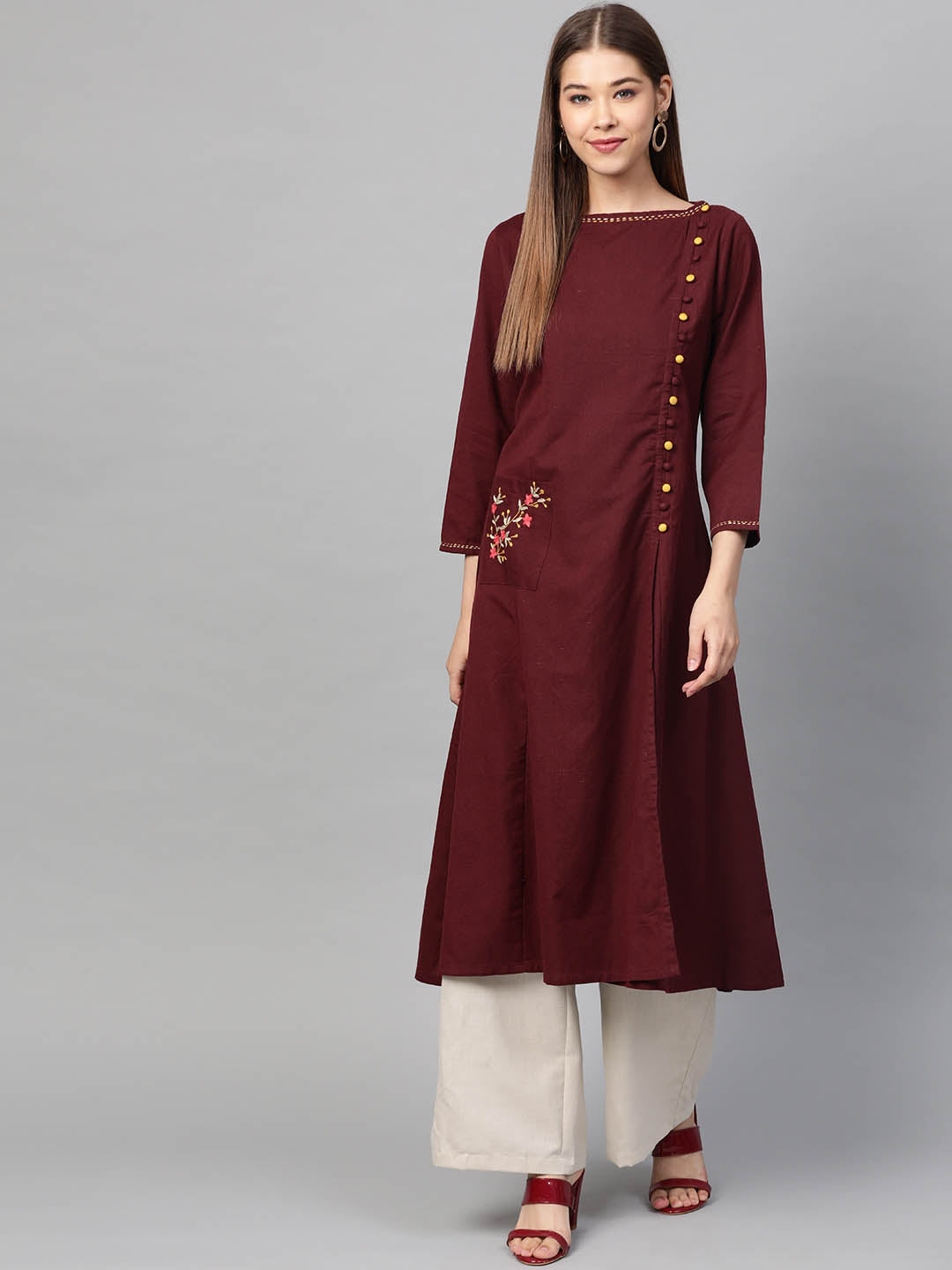 Pocket Embroidered Flex Cotton Kurta