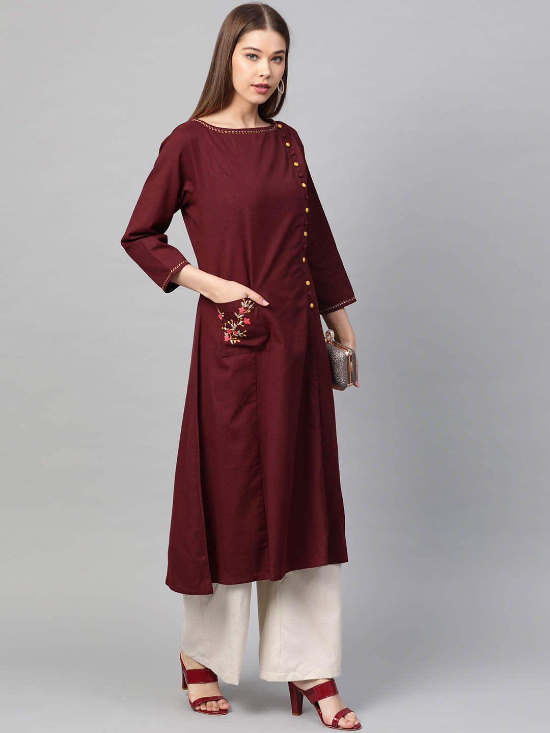 Pocket Embroidered Flex Cotton Kurta