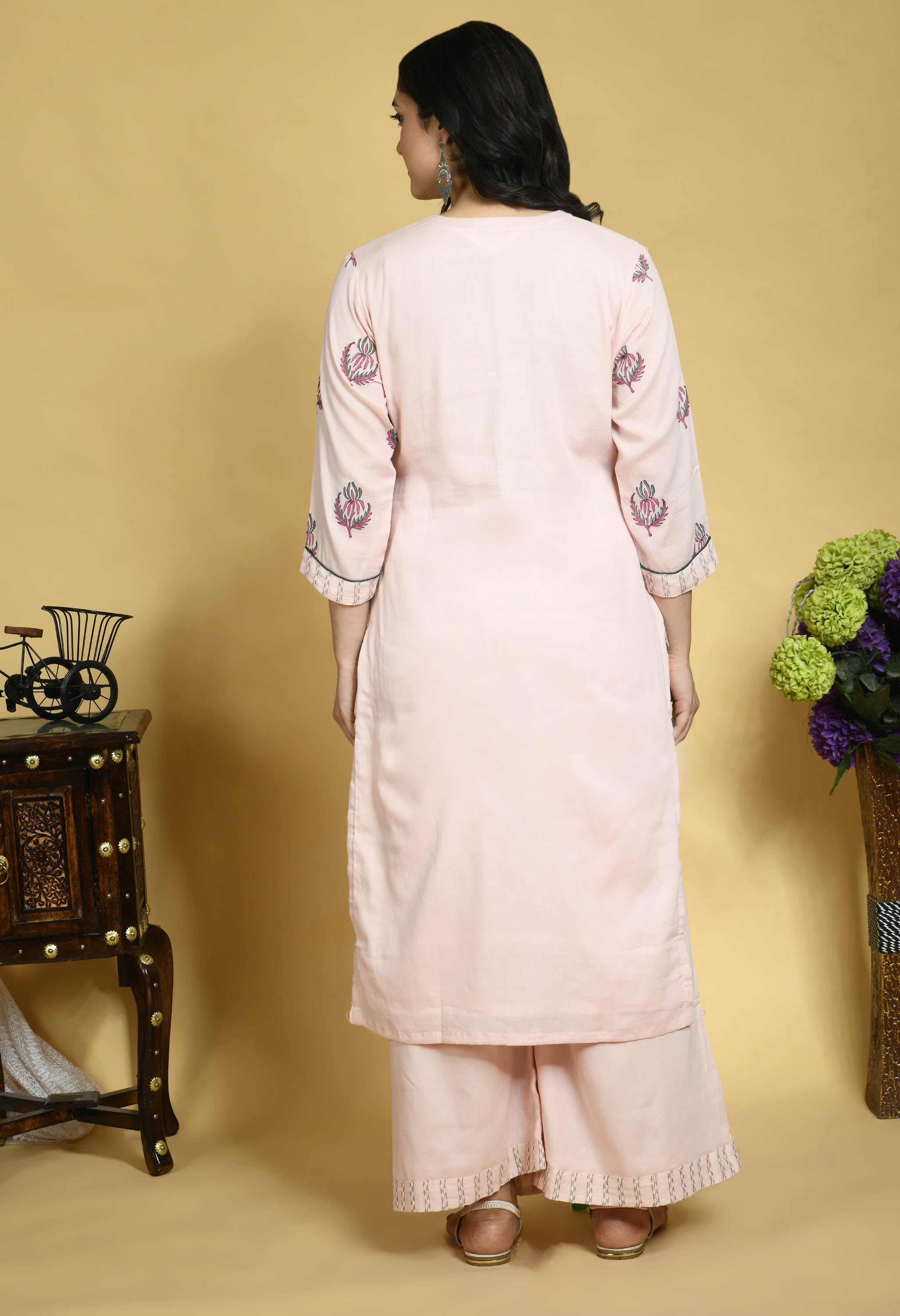 Pink and Grey Kurta set