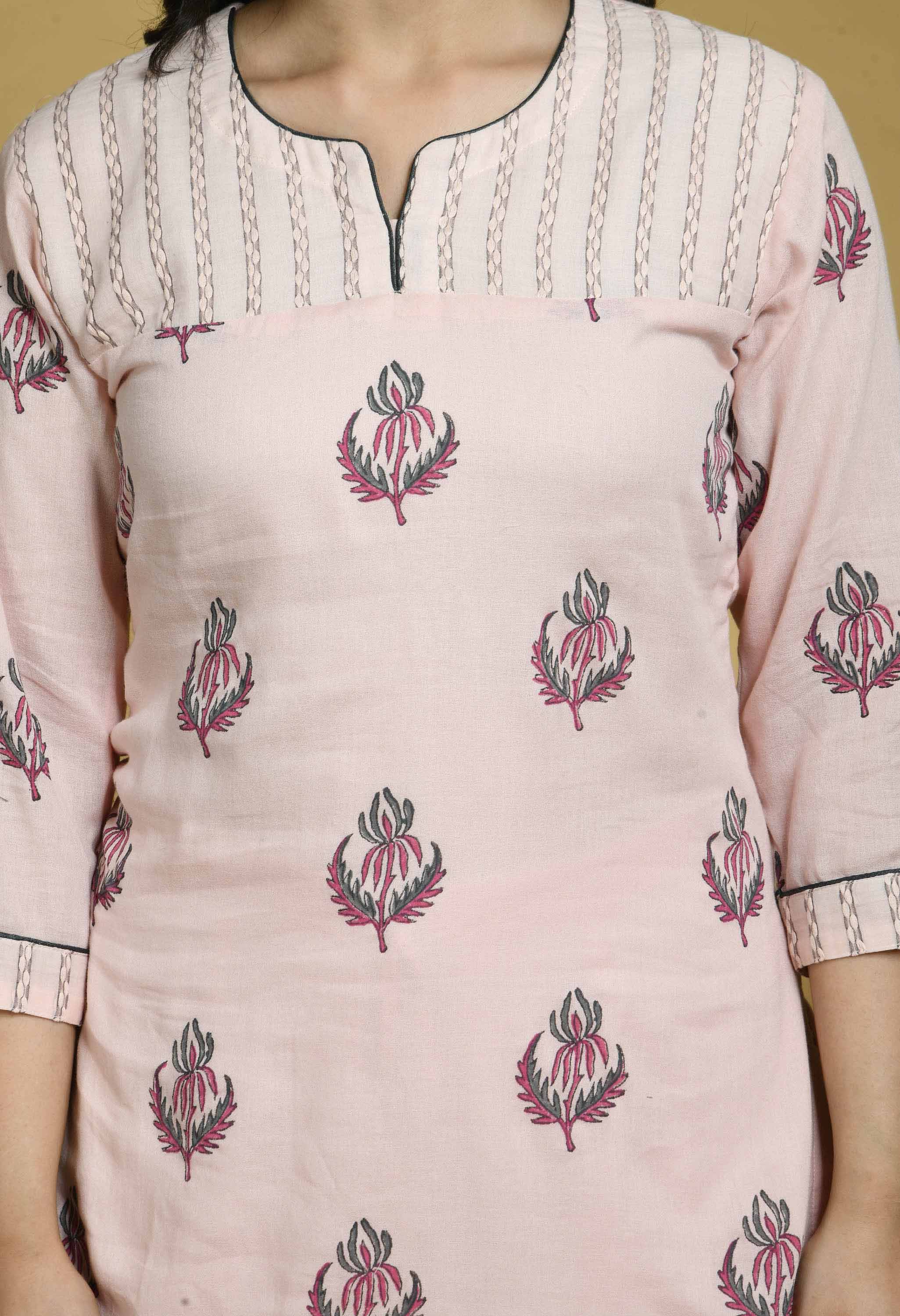 Pink and Grey Kurta set