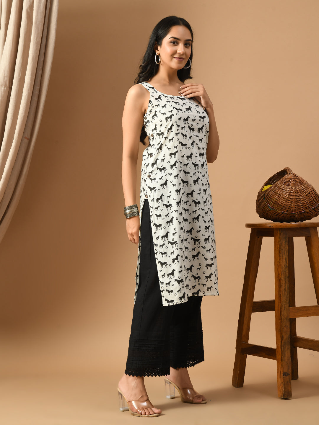 Pure Cotton Horse print  kurta