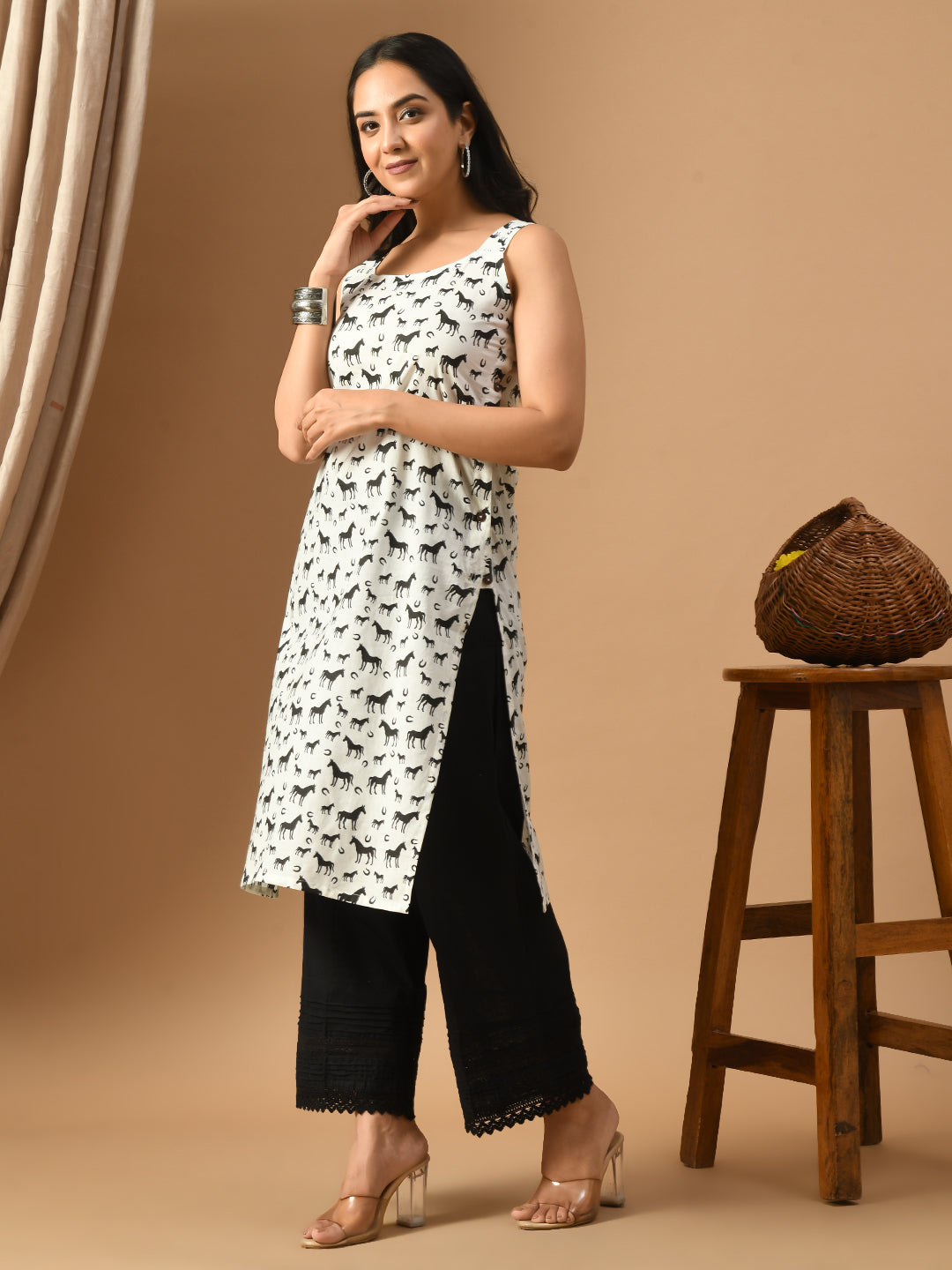 Pure Cotton Horse print  kurta