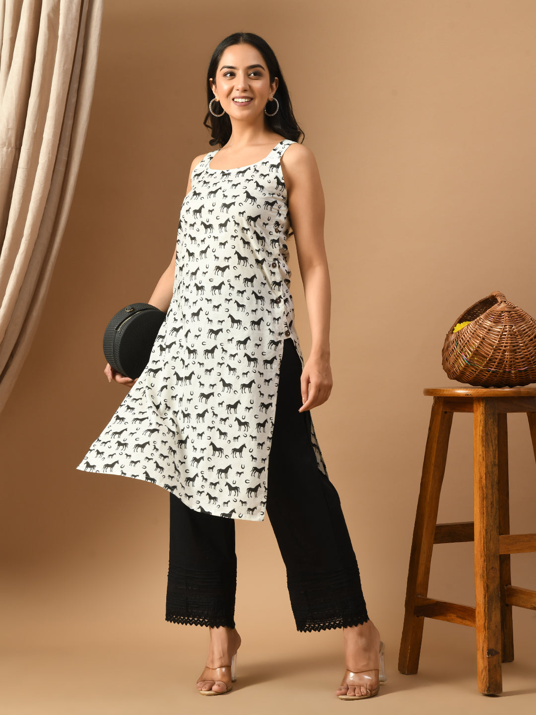 Pure Cotton Horse print  kurta