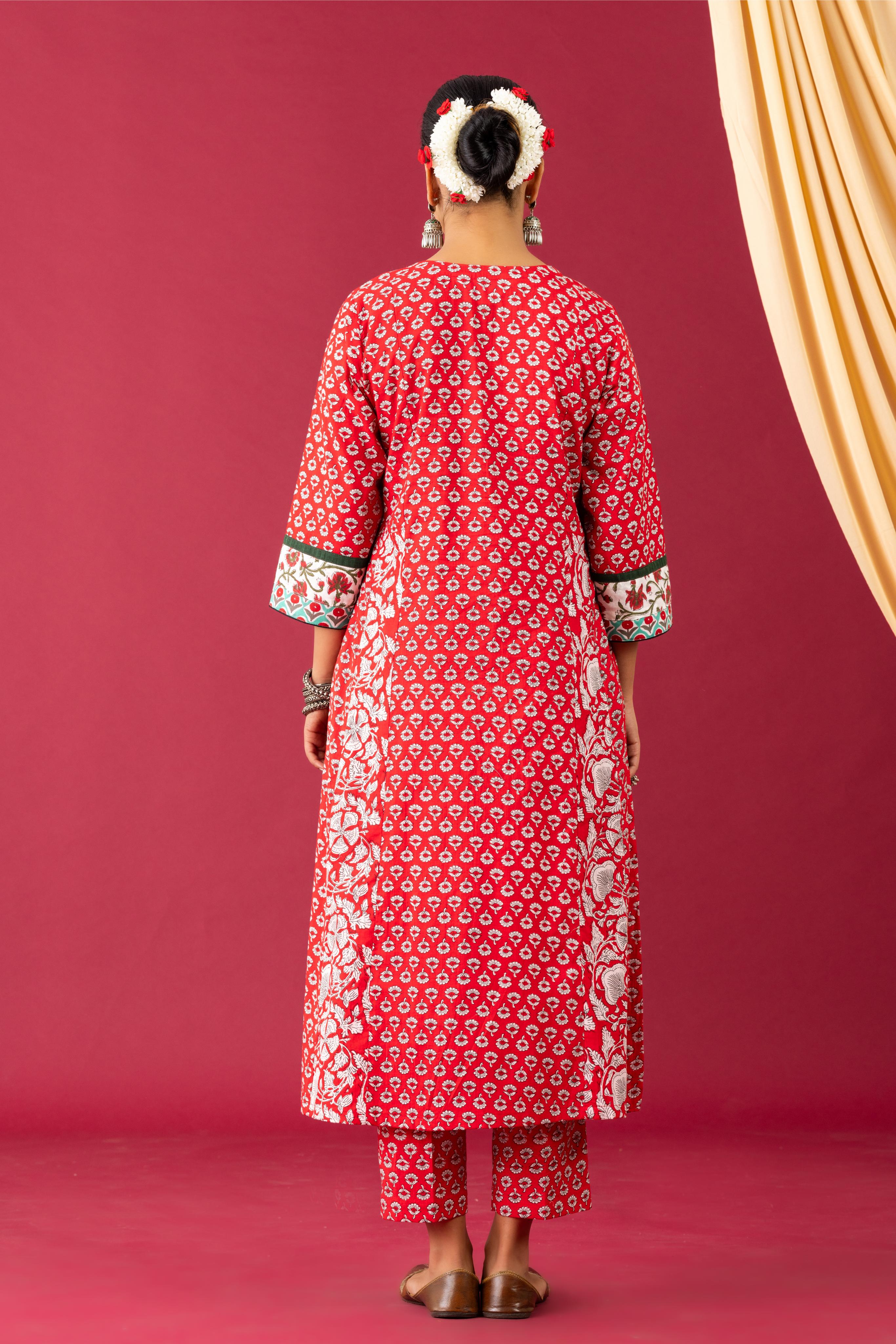 Bahaar Red kalidar kurta set