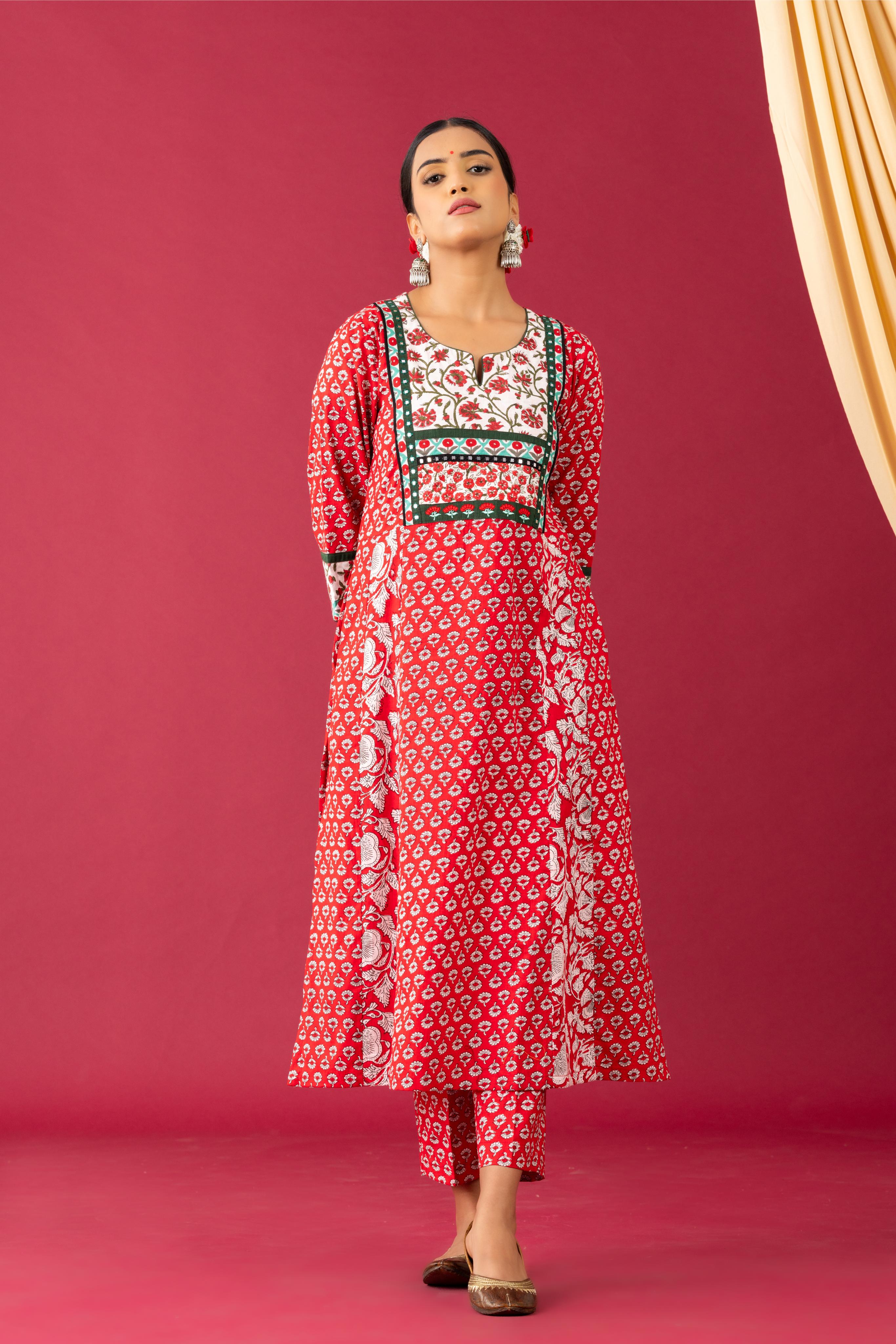 Bahaar Red kalidar kurta set