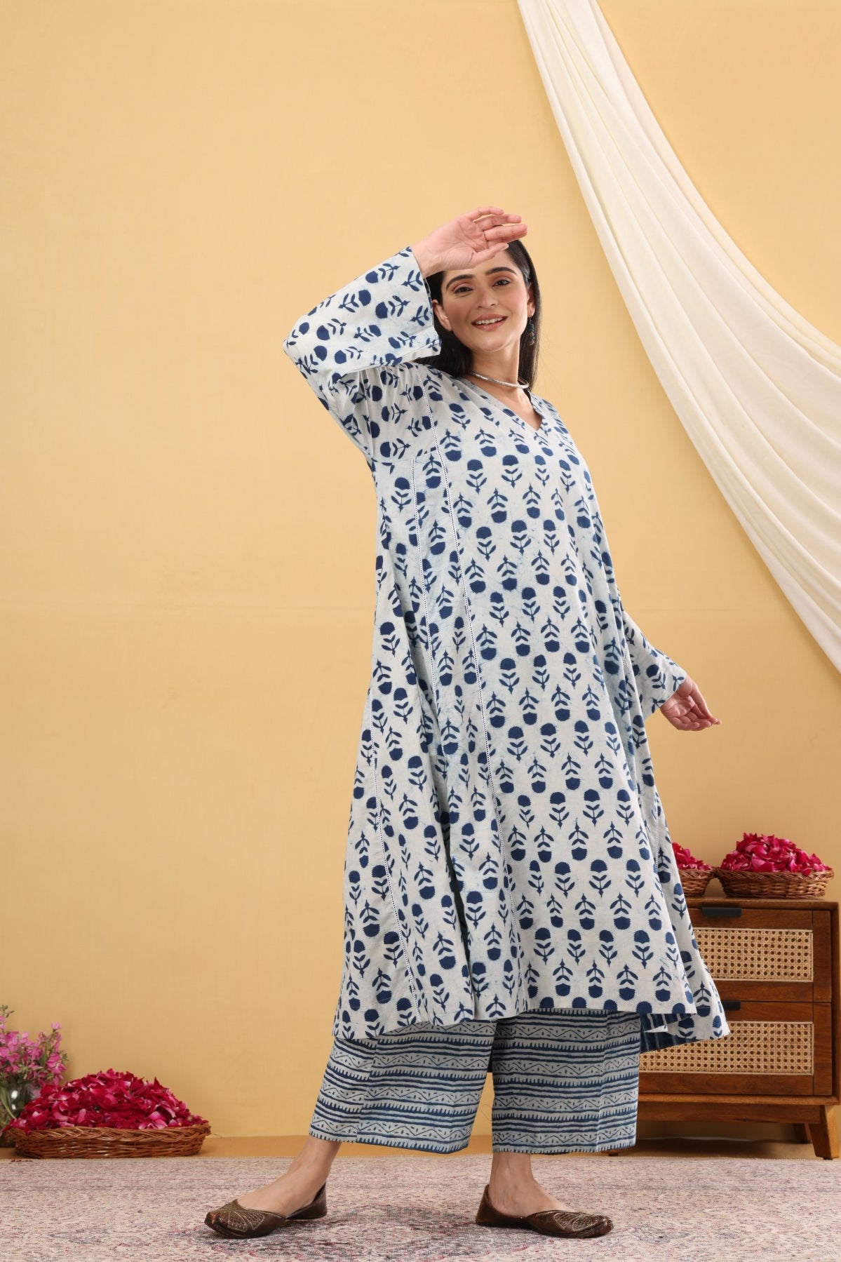 Indigo Easy Fit Kalidar Kurta set