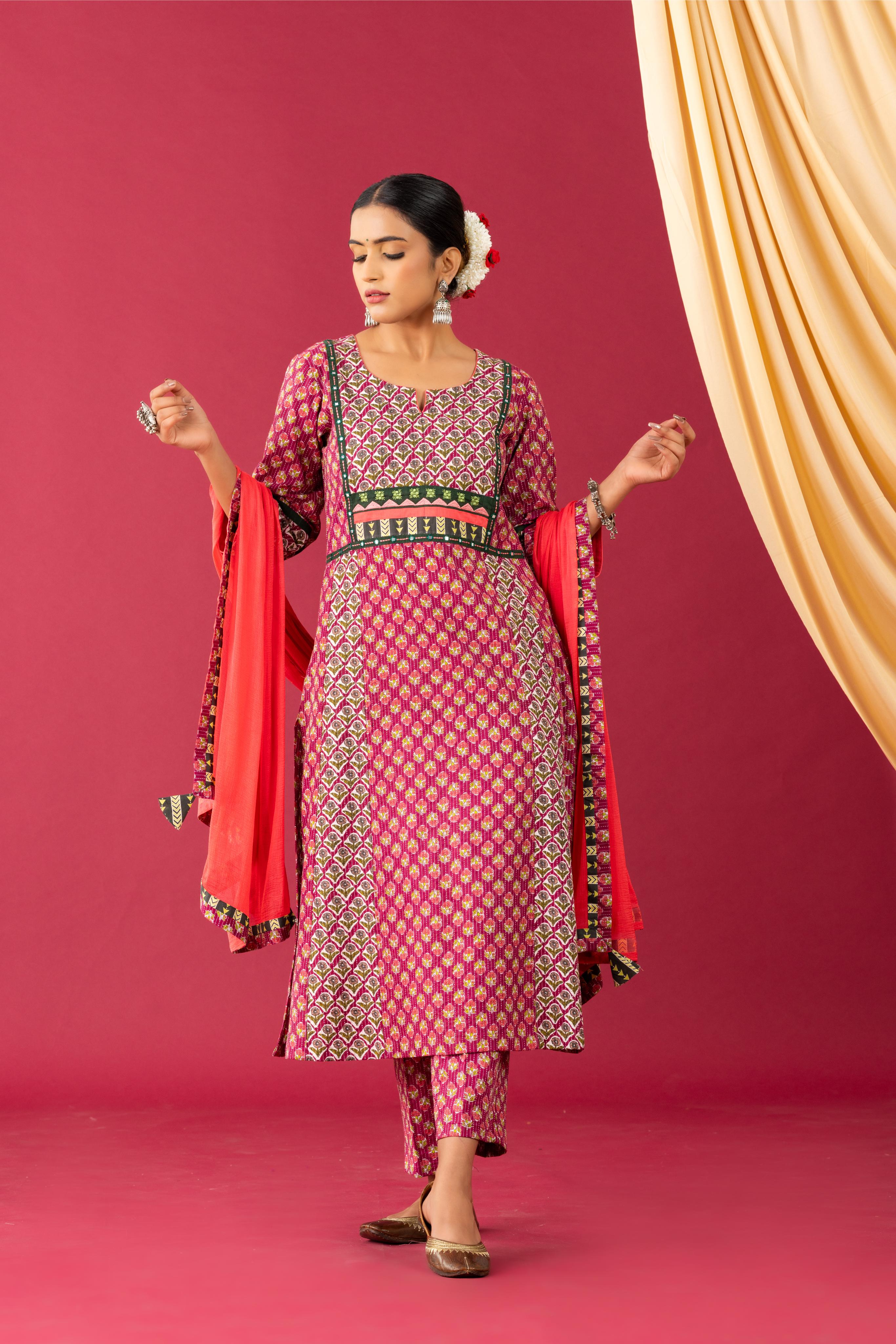 Bahaar Peach kalidar kurta set