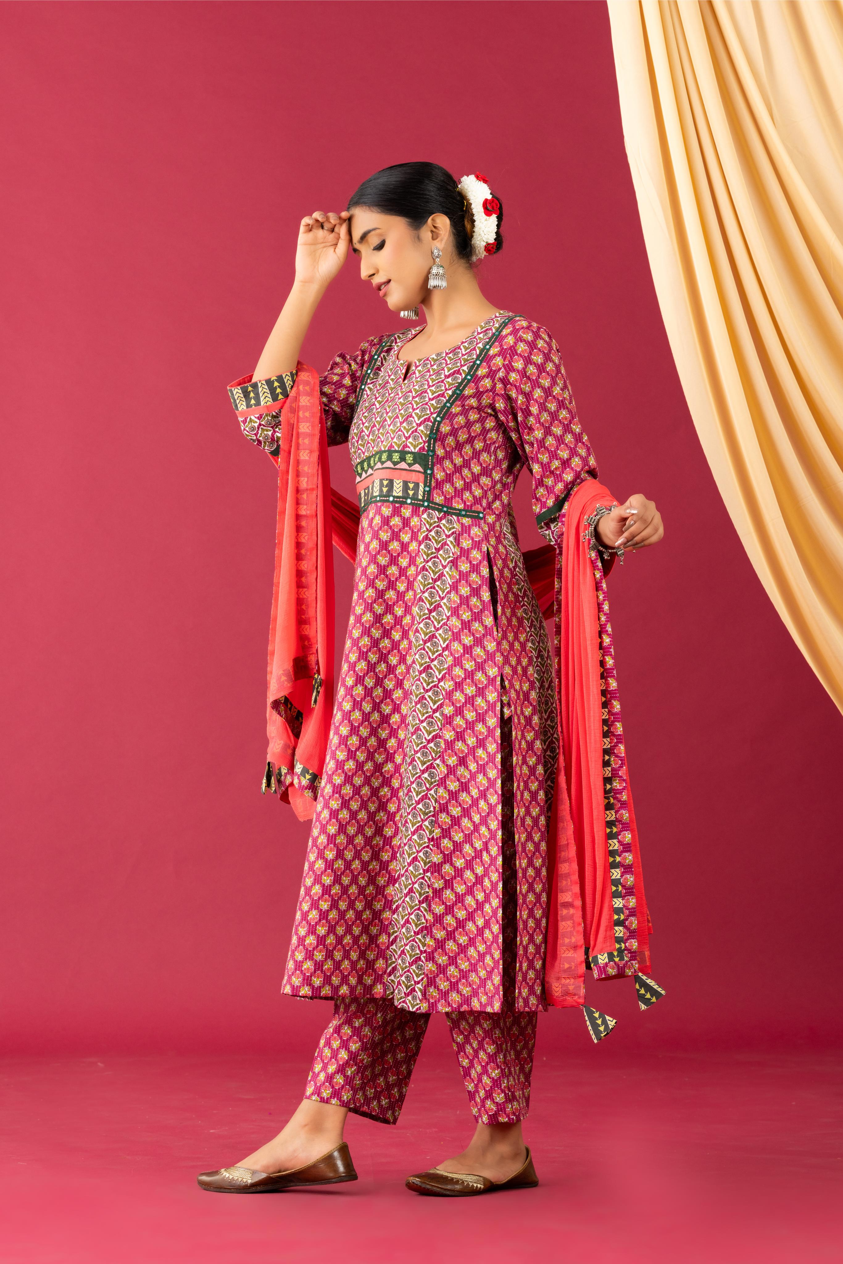 Bahaar Peach kalidar kurta set