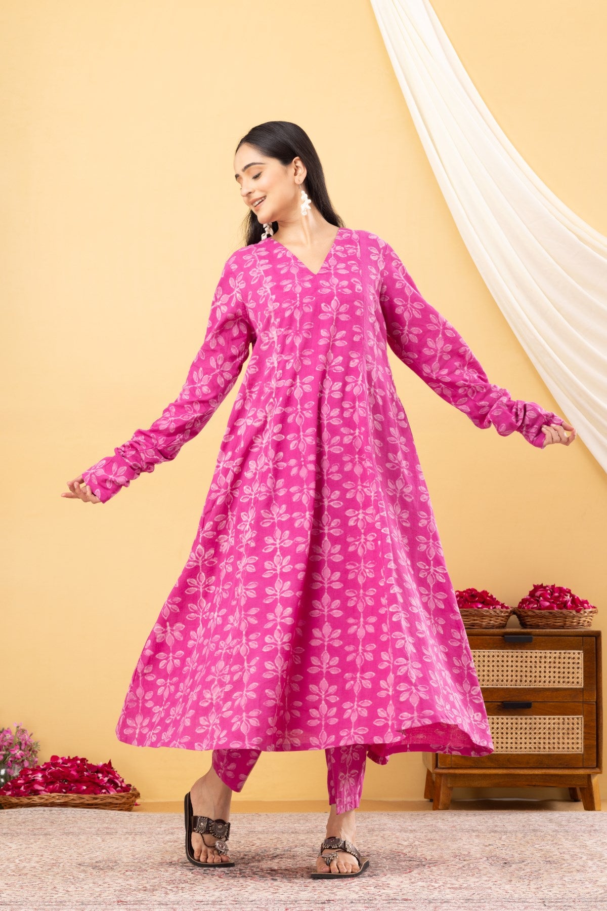 Pink Anarkali Set of 3