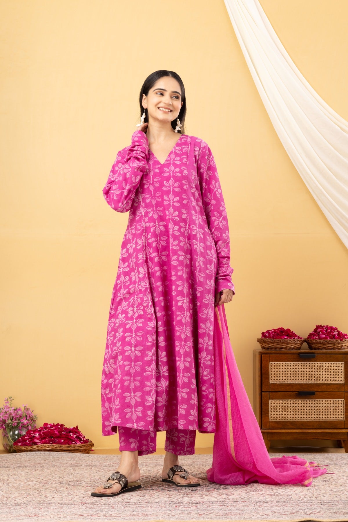 Pink Anarkali Set of 3