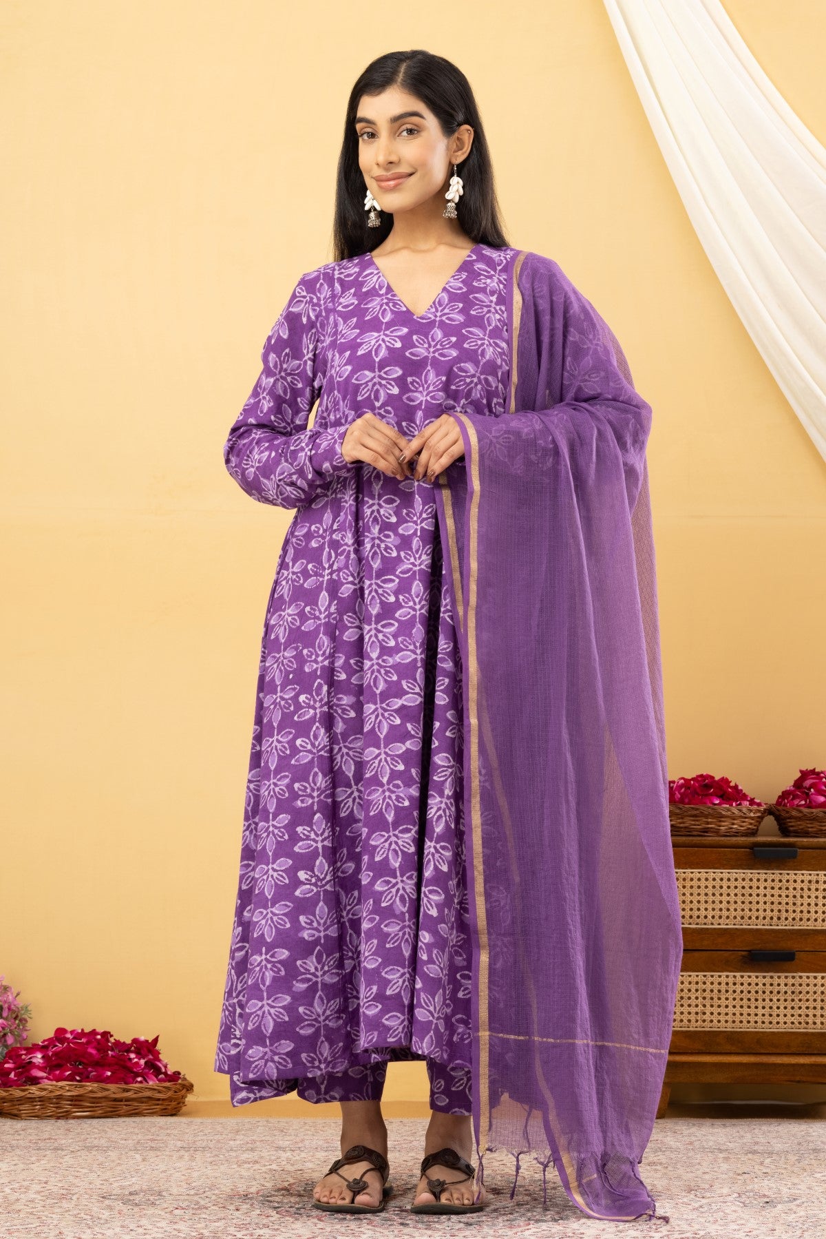 Purple Anarkali Set of 3