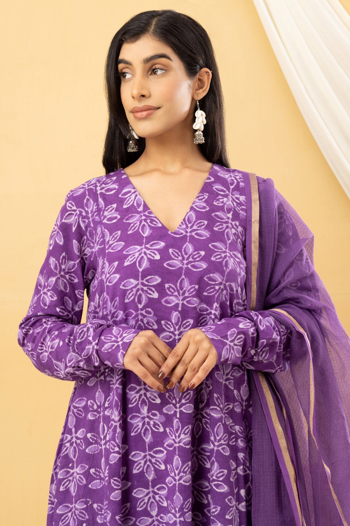 Purple Anarkali Set of 3