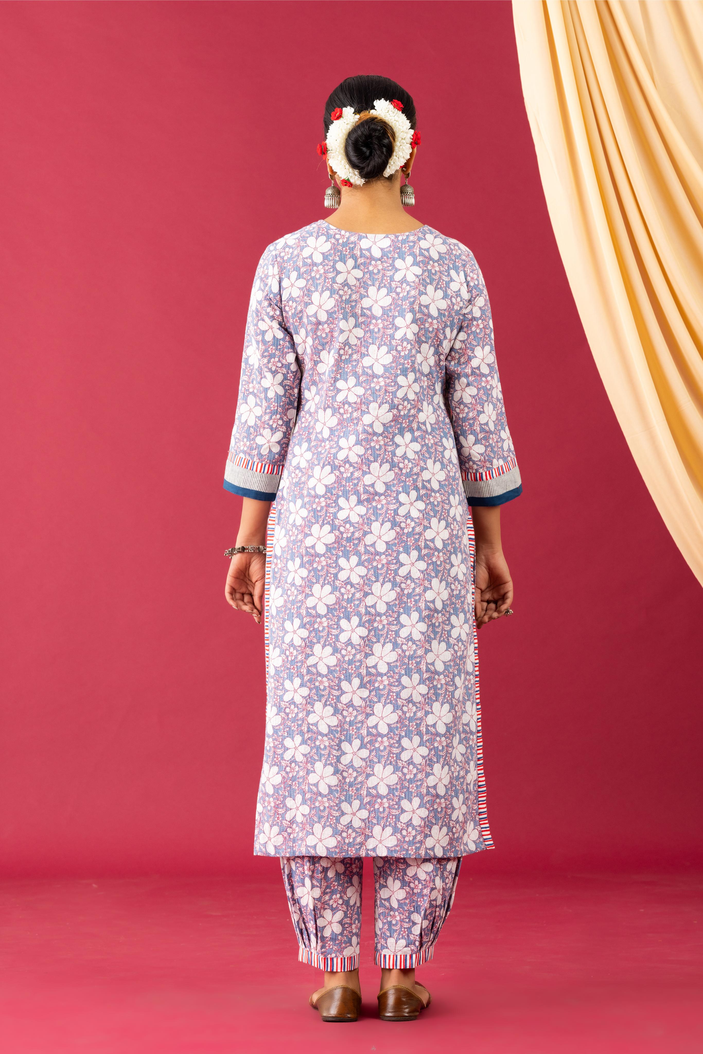 Bahaar Lavender & blue floral kurta set