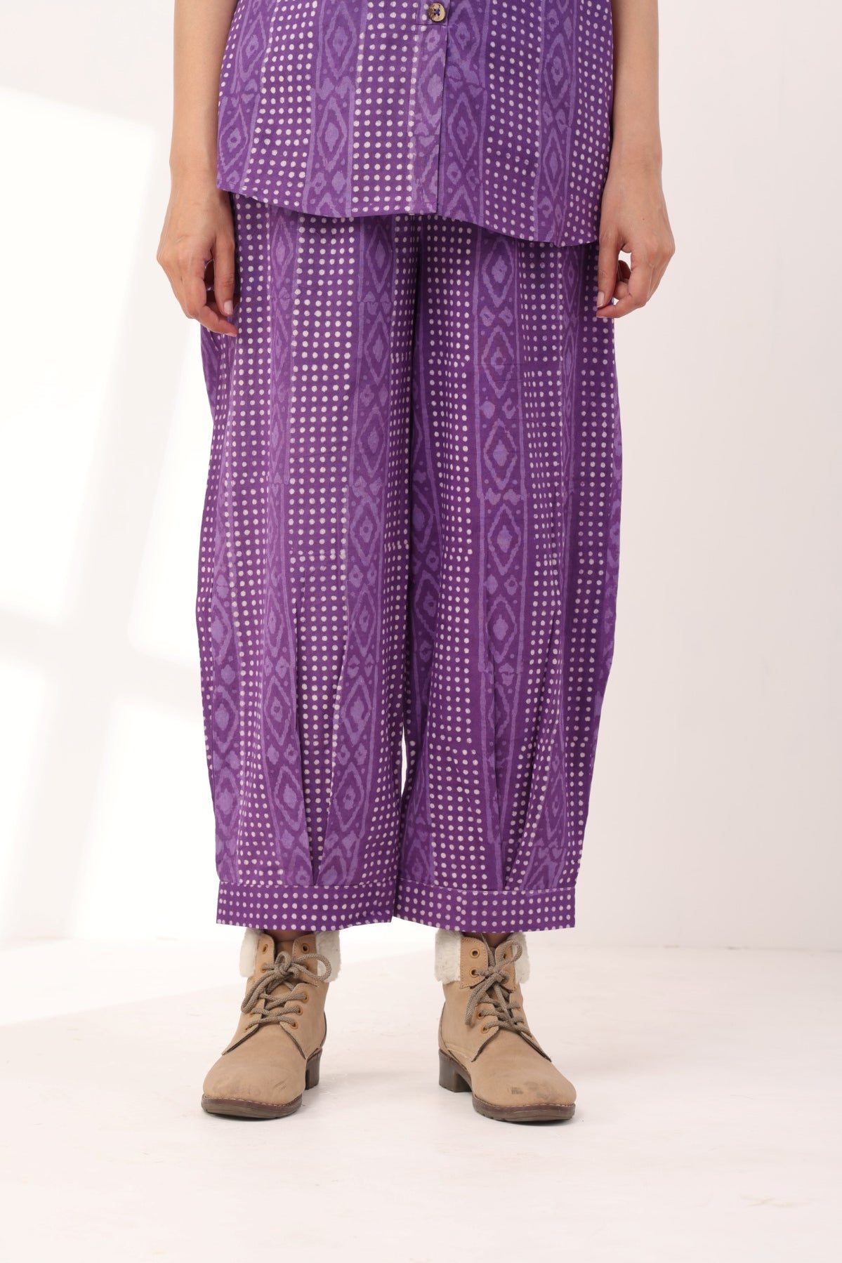 Purple Pleated Palazzo Co-Ord set