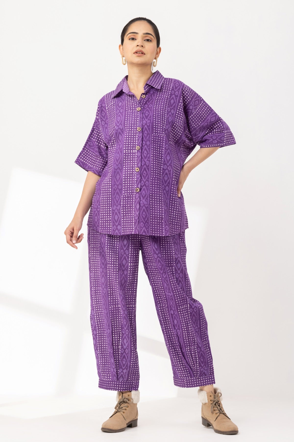 Purple Pleated Palazzo Co-Ord set