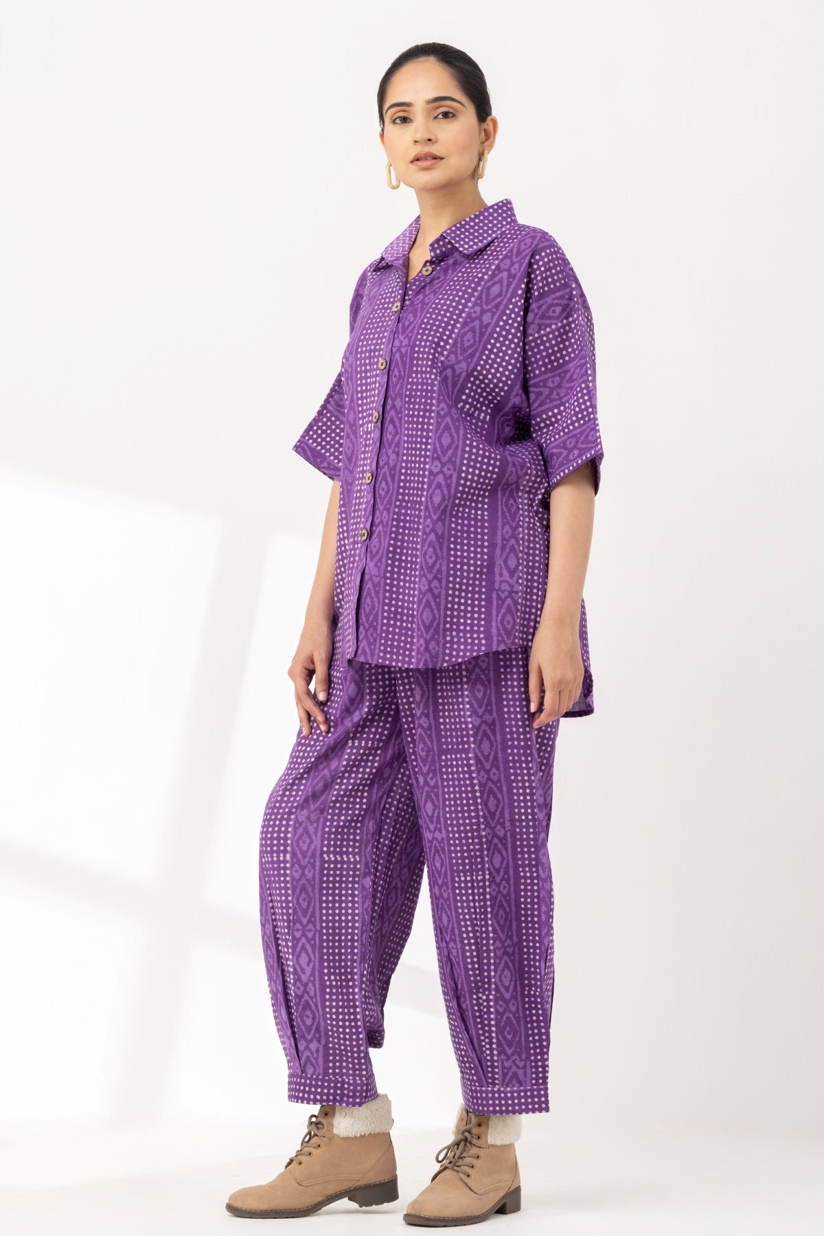 Purple Pleated Palazzo Co-Ord set