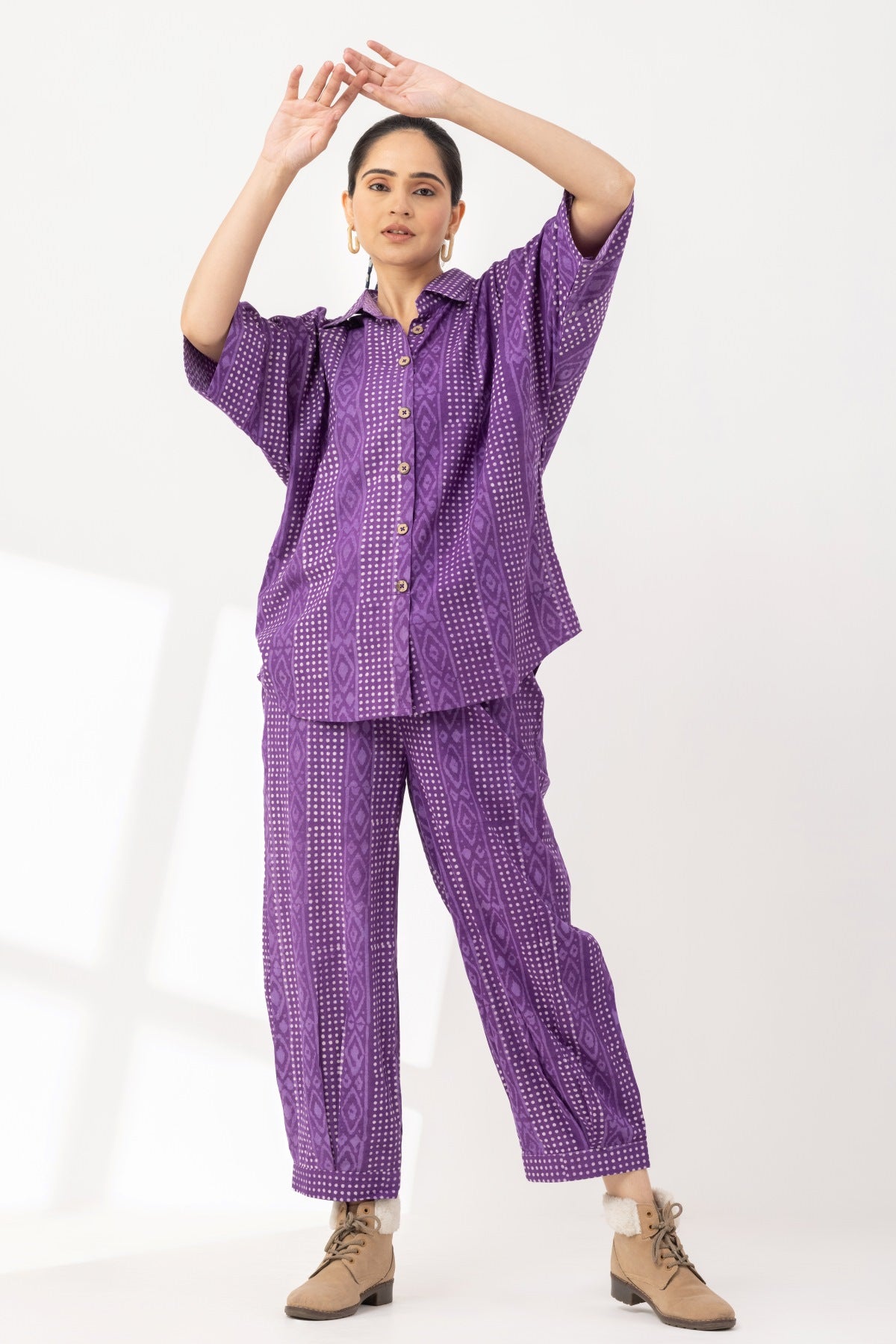 Purple Pleated Palazzo Co-Ord set