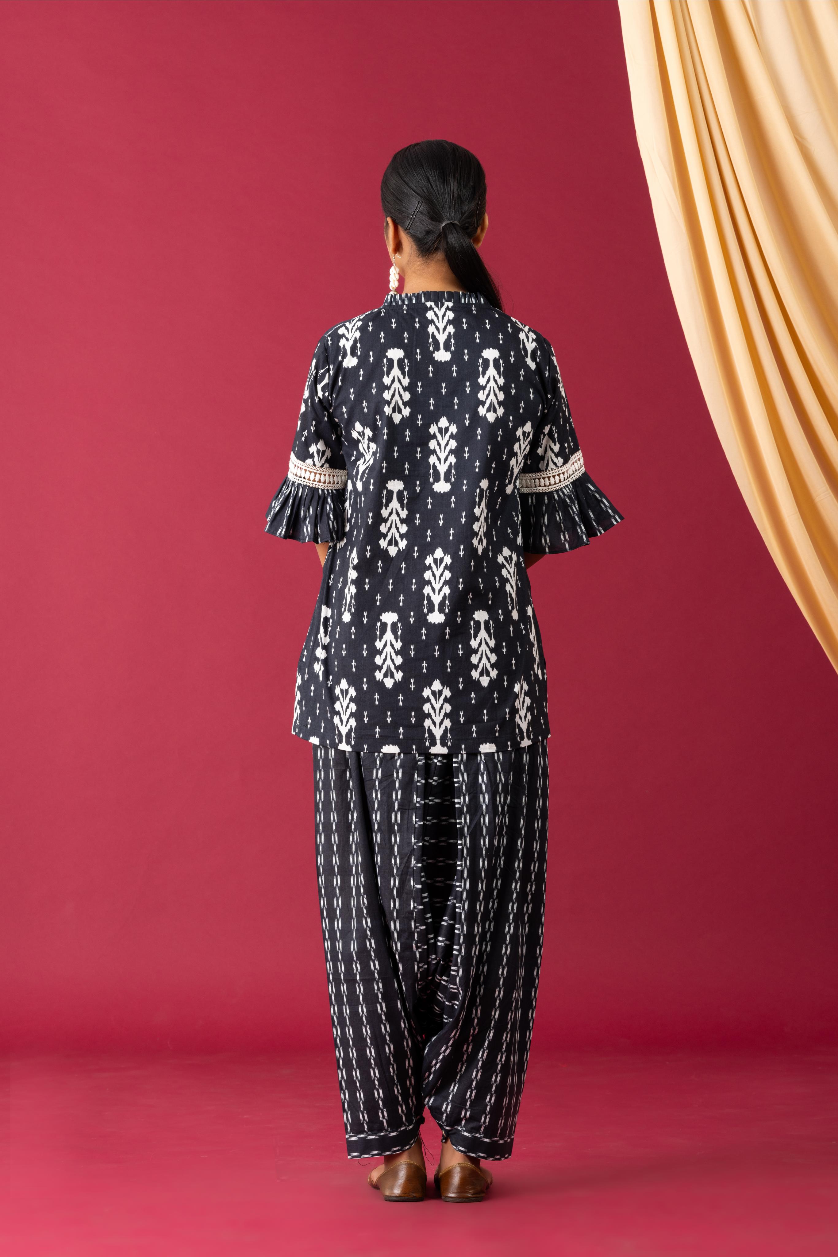 Black Ikkat Dhoti Co-Ord