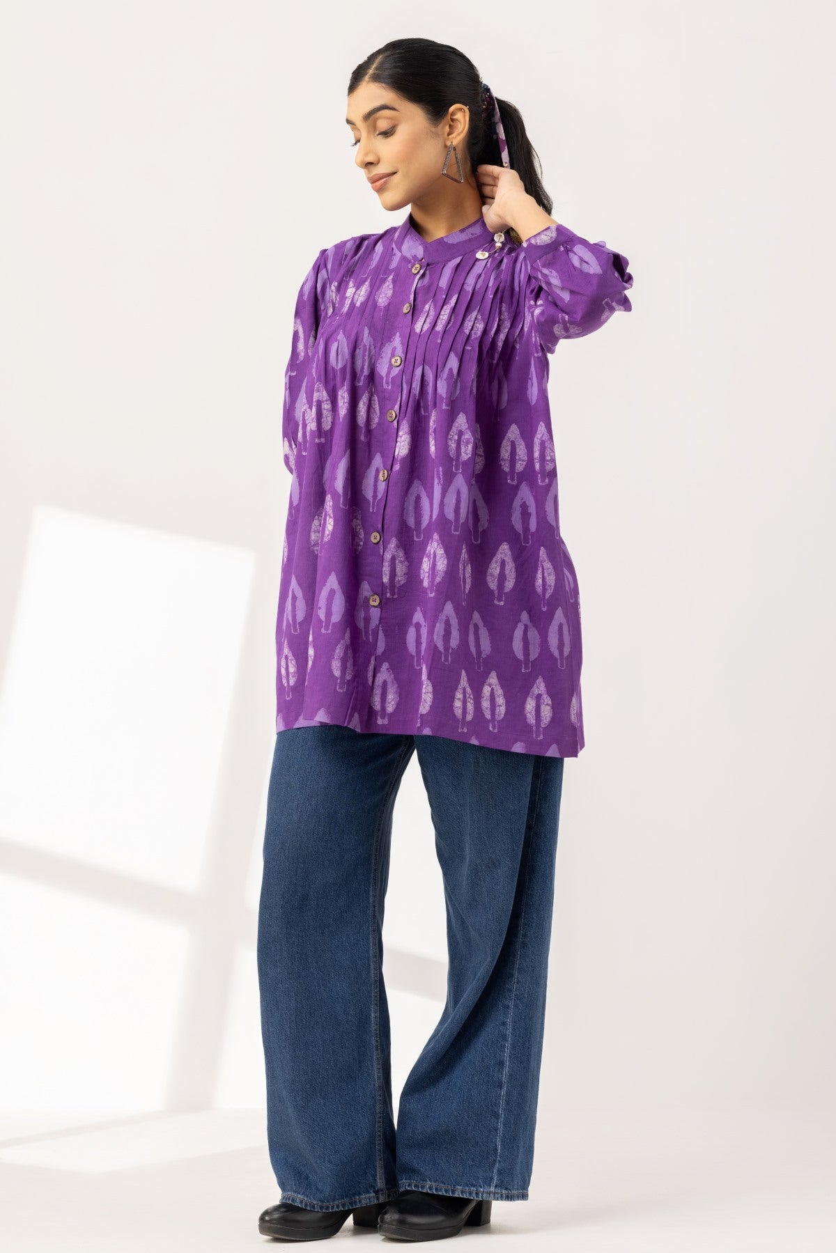 Purple Pleated Top