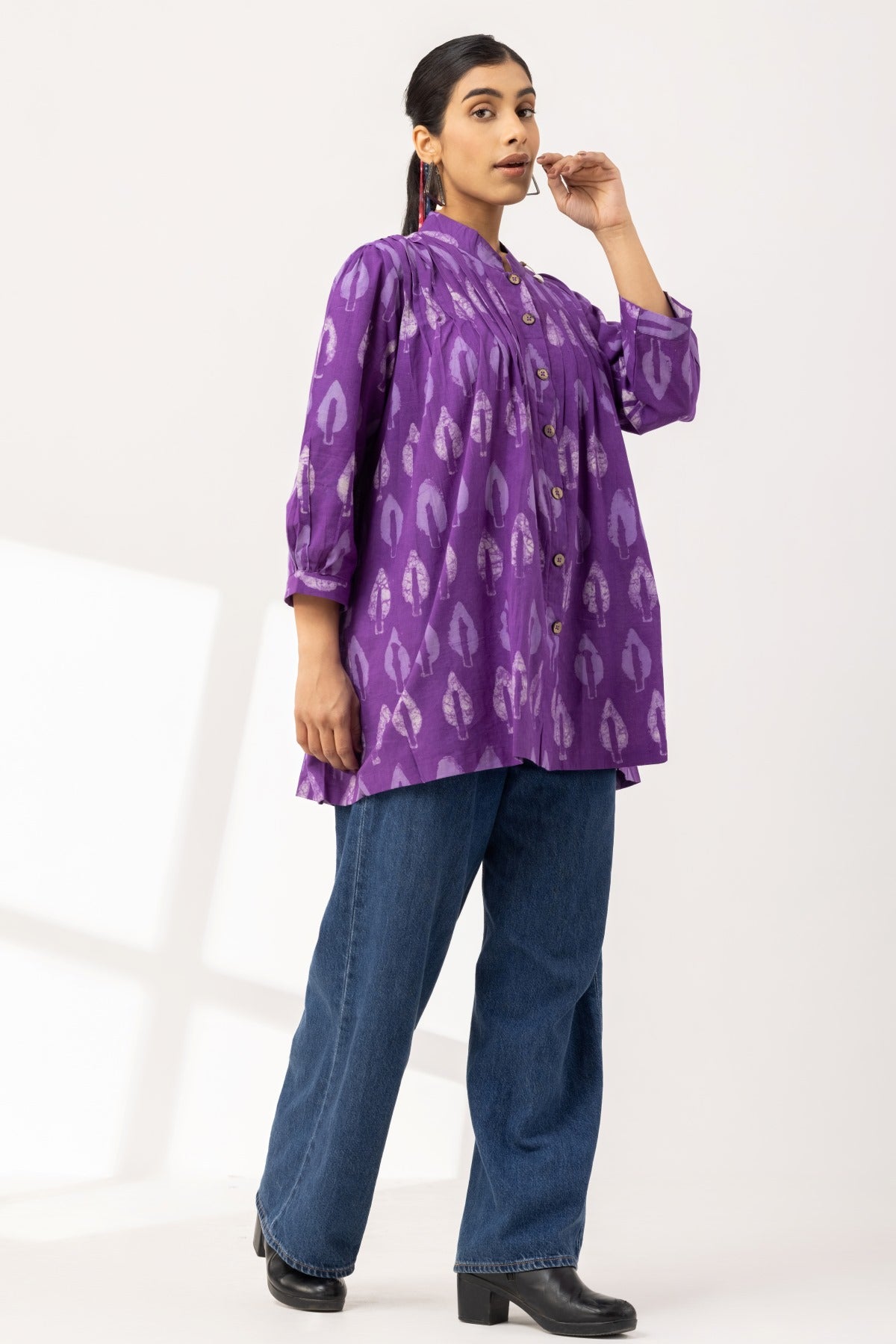 Purple Pleated Top