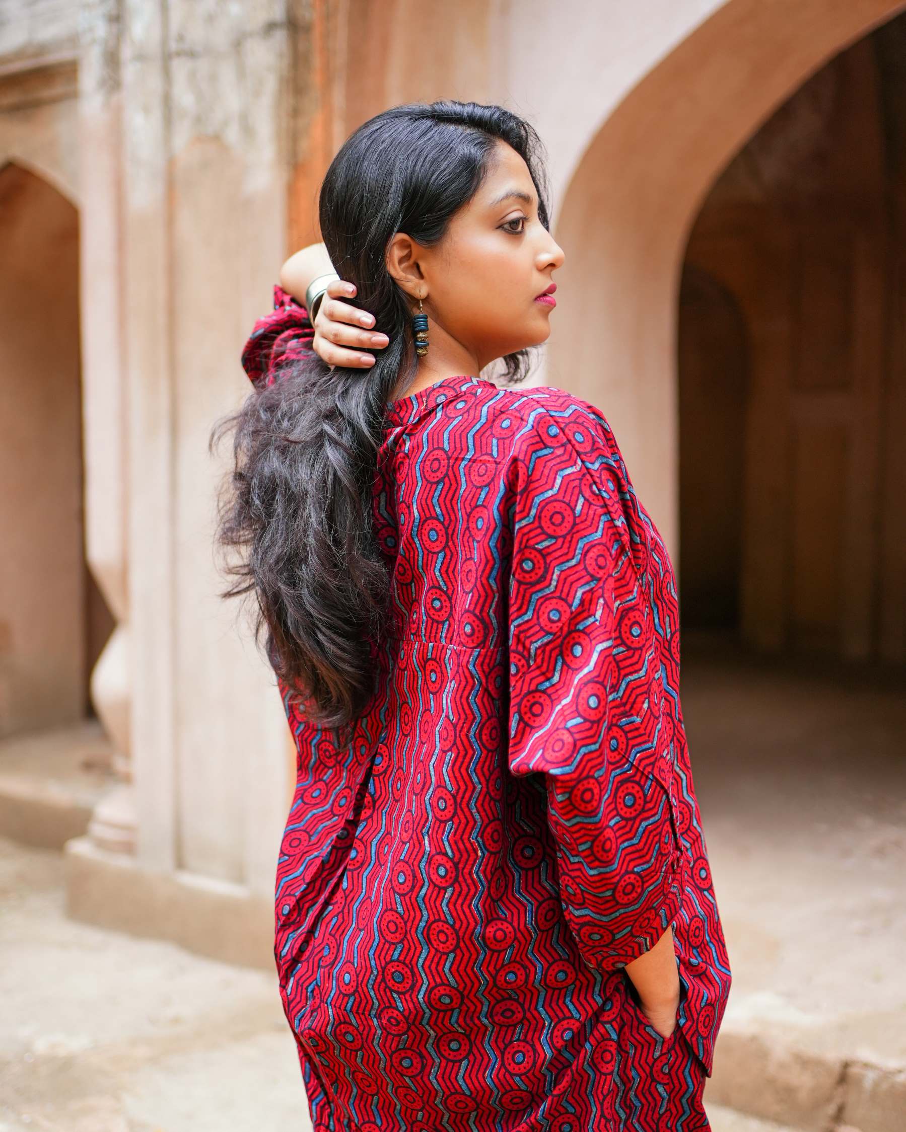Mishika Madder red Ajrakh Coord Set