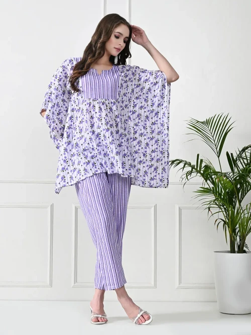 Purple Yoke Co-Ord Set