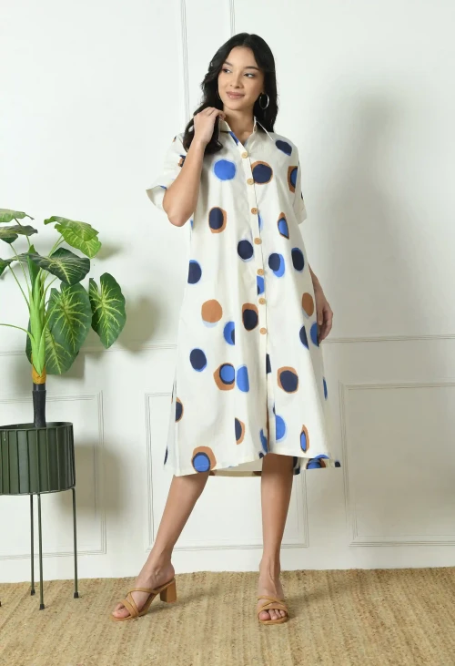 White Polka dots dress with collar