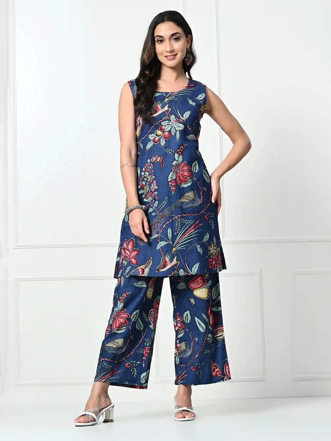 Pure Cotton Indigo Jungle Print Kurta Set