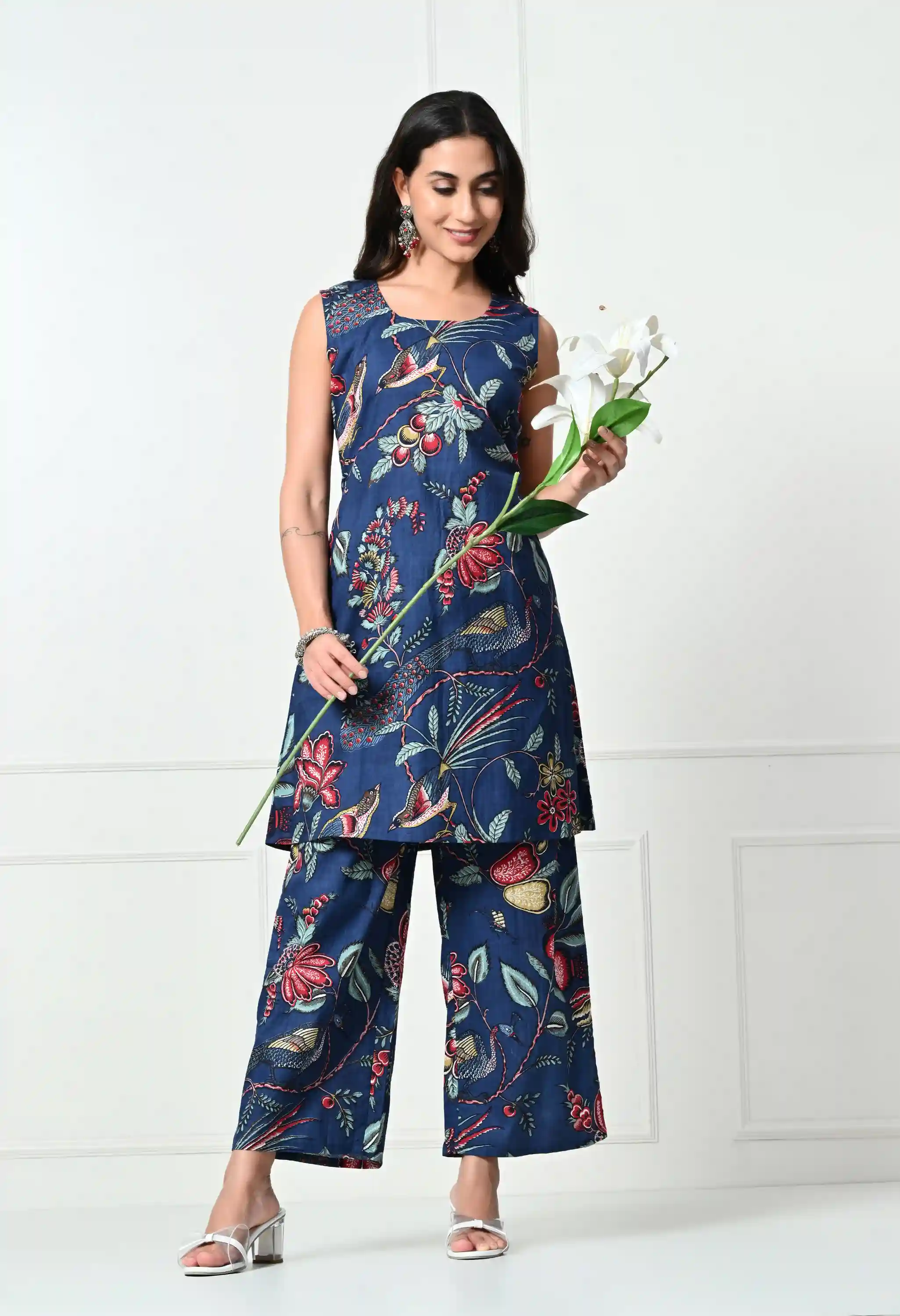 Pure Cotton Indigo Jungle Print Kurta Set